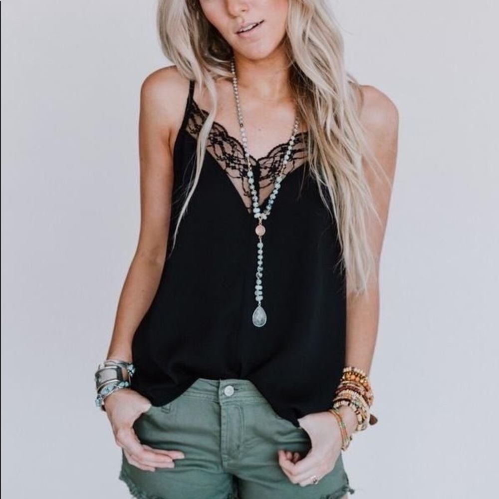 🔹New🔹Black Lace Trim Cami Top